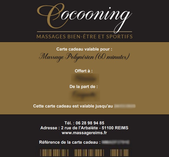 Carte cadeau massage de bien-être ou sportif à Reims